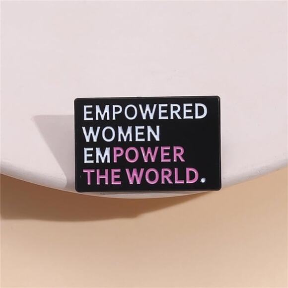 Empowered Women Empower The World Button Clasp Brooch - Picture 3 of 8